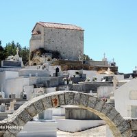 Amari Valley cemetery and chapel on rock